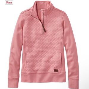 L.L.Bean Quilted Sweatshirt 1/4 Zip Pullover Long Sleeve Size L Pet